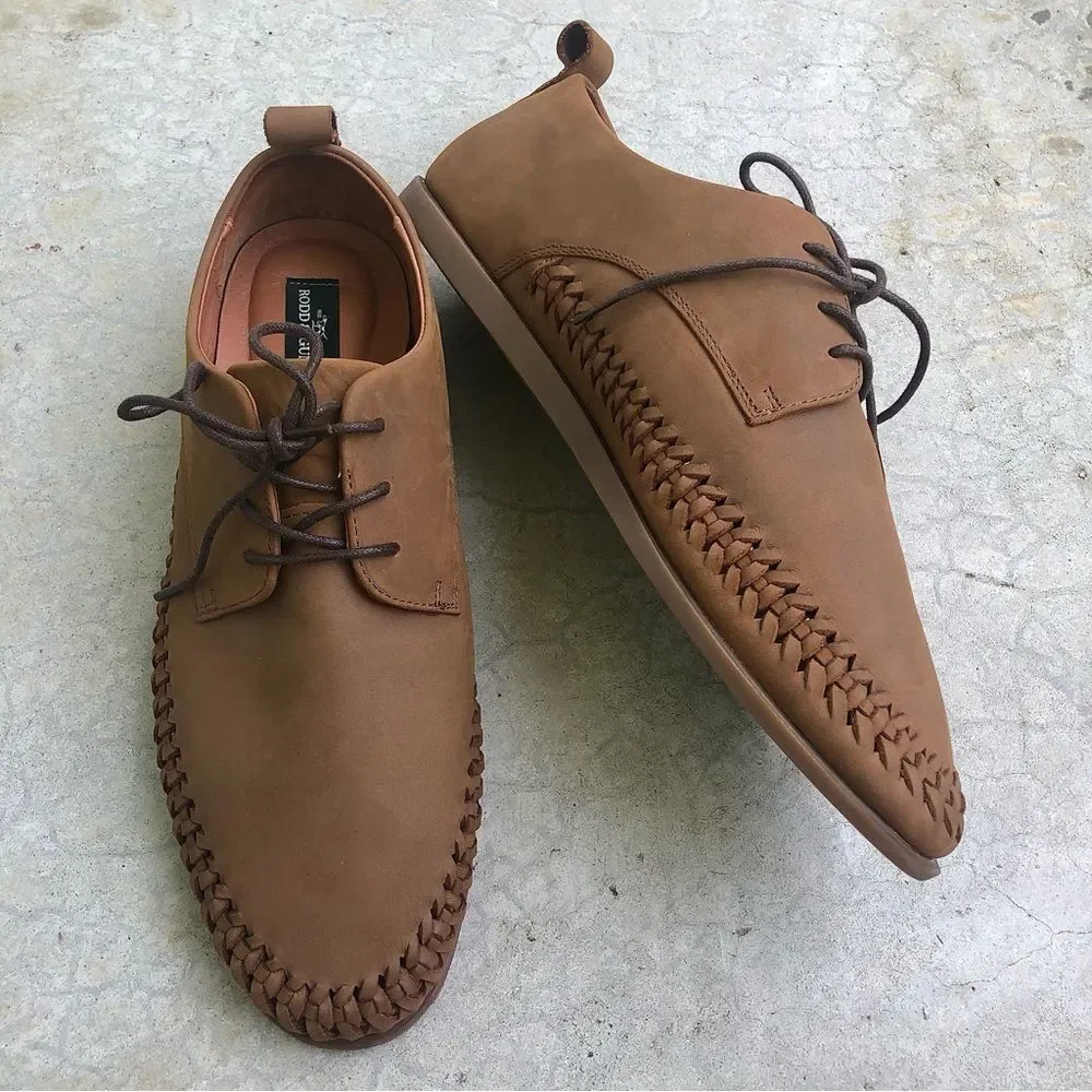 Rodd & Gunn Hamilton Huarache Loafers Brown Leather Woven Derby Shoes EU 45